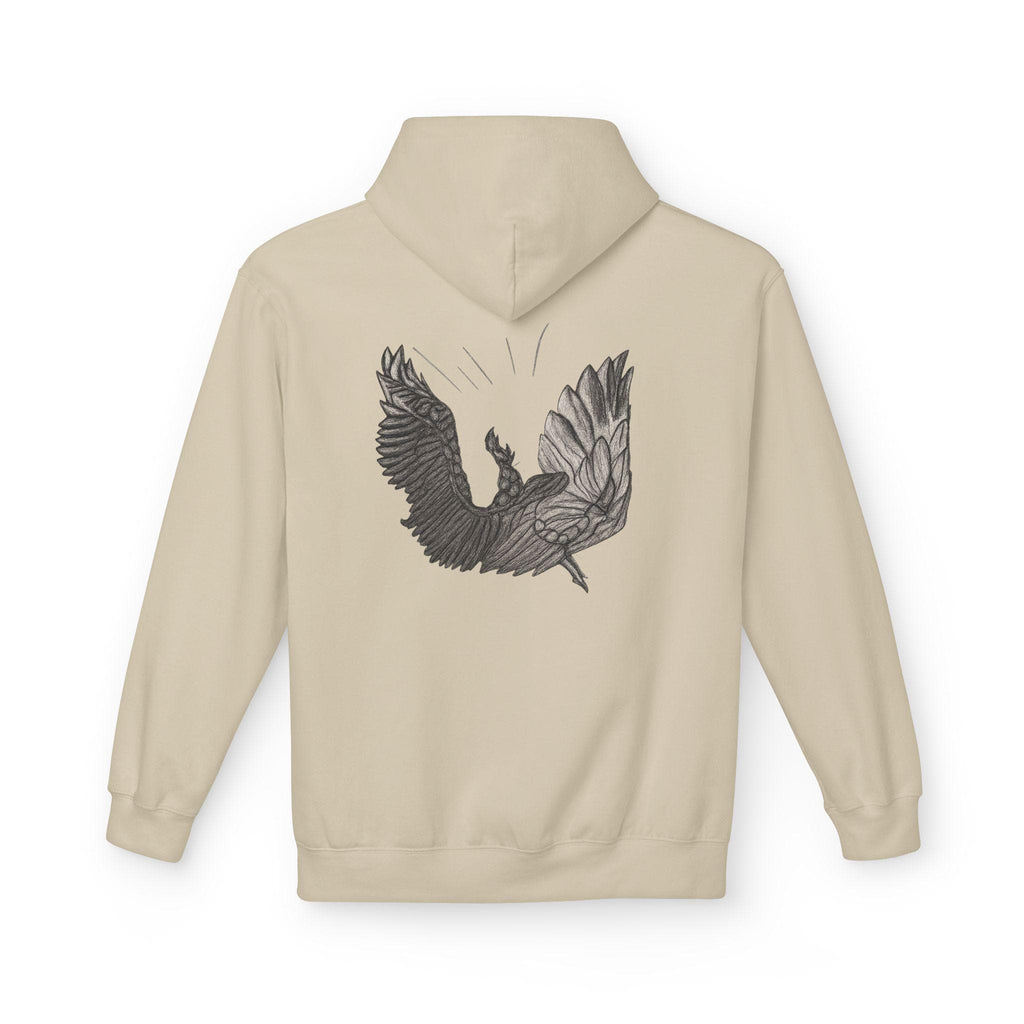 Fleece Hoodie, fallen Icarus hand sketch design, Unisex Pullover Sweatshirt for Mythology Lovers, Cozy Winter Apparel, Greek Myth Inspired
