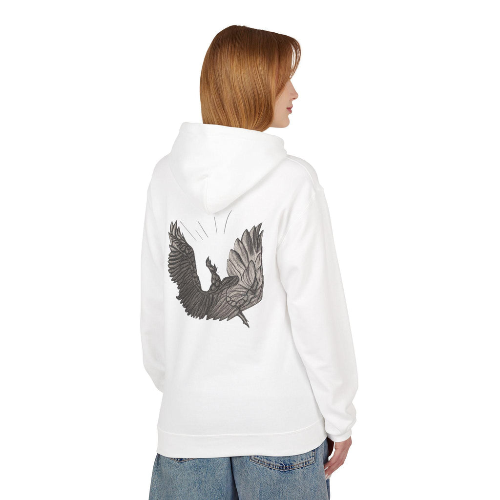 Fleece Hoodie, fallen Icarus hand sketch design, Unisex Pullover Sweatshirt for Mythology Lovers, Cozy Winter Apparel, Greek Myth Inspired
